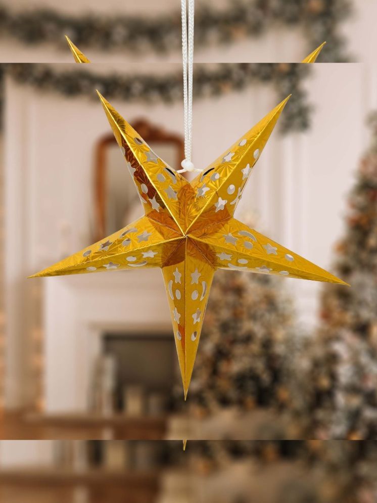     			eCraftIndia 2 Pieces Yellow Star Lantern Festive Decors