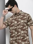 The Indian Garage Co Men Brown Printed Regular Fit Cotton Casual Shirt