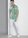 The Indian Garage Co Men Green & White Printed Cotton Casual Shirt