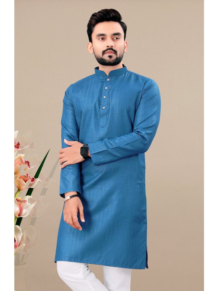     			Balaji's Blue Cotton Men's Regular Kurta ( Pack of 1 )