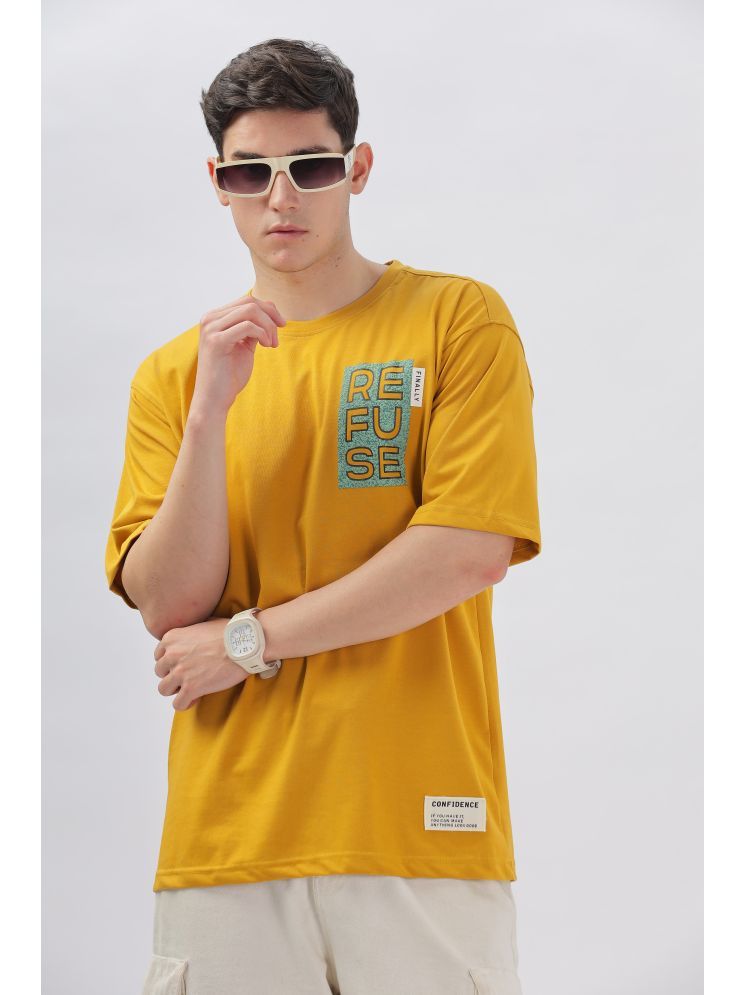     			COLOR HUNT Pack of 1 Cotton Oversized Fit Men's T-Shirt ( Mustard )