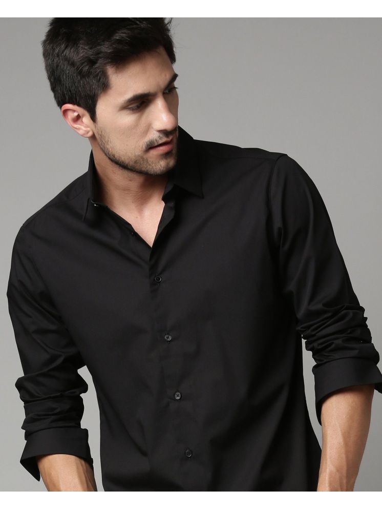     			Eviqe Cotton Blend Regular Fit Full Sleeves Men's Formal Shirt - Black ( Pack of 1 )