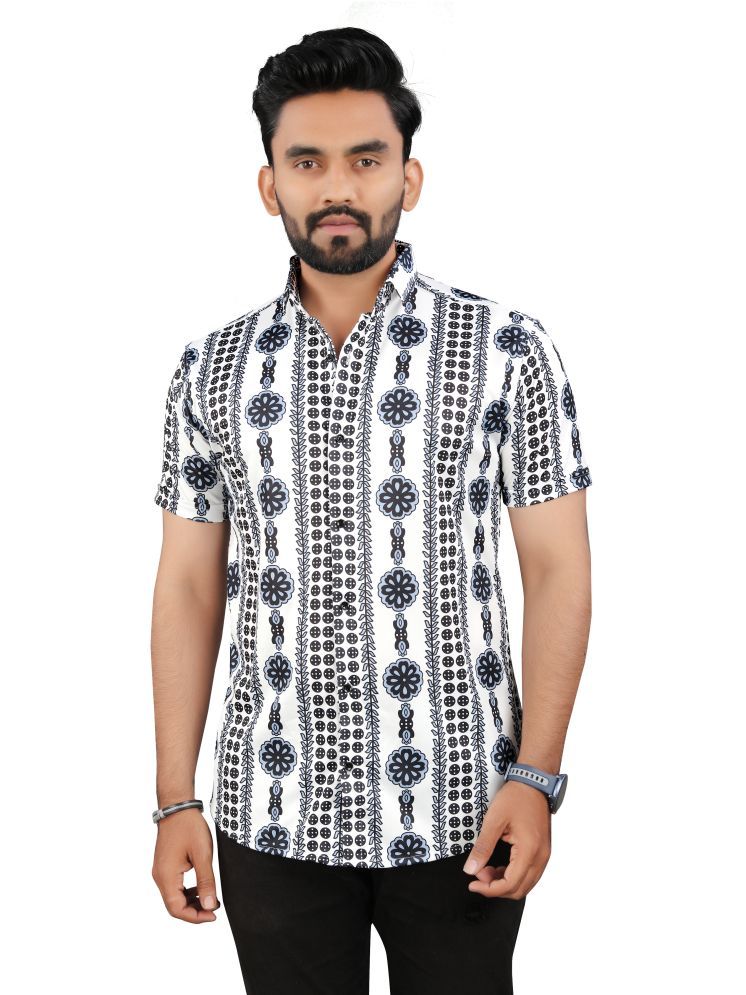     			Fashionfricks Elastane Regular Fit Printed Half Sleeves Men's Casual Shirt - White ( Pack of 1 )