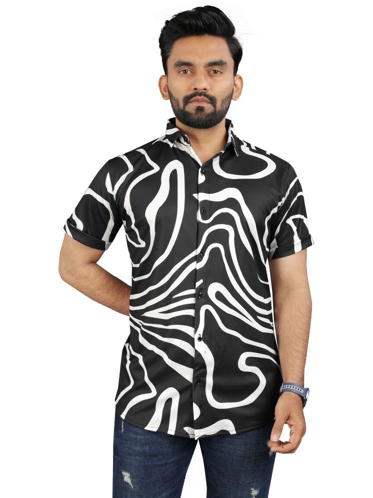     			Fashionfricks Elastane Regular Fit Printed Half Sleeves Men's Casual Shirt - Black ( Pack of 1 )