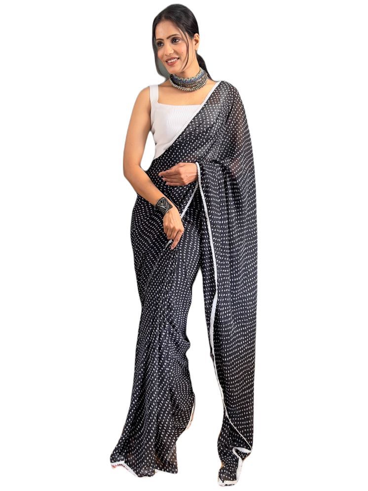     			Sidhidata Pack of 1 Georgette Printed Saree With Blouse Piece ( Black )