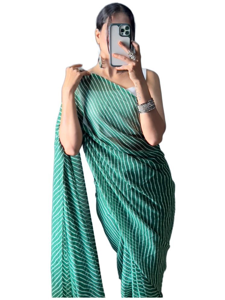     			Sidhidata Pack of 1 Georgette Printed Saree With Blouse Piece ( Green )