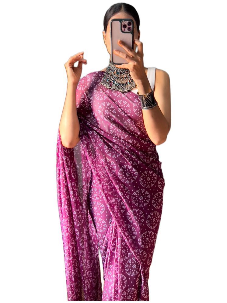     			Sidhidata Pack of 1 Georgette Printed Saree With Blouse Piece ( Wine )