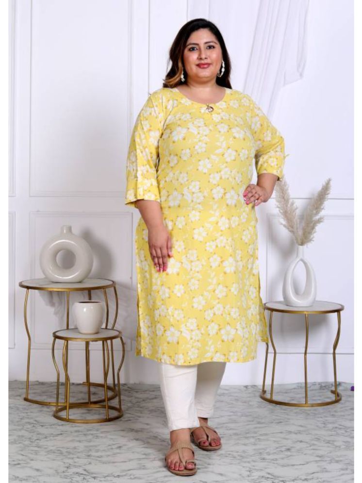     			Swasti Pack of 1 Cotton Printed Straight Women's Kurti - ( Yellow )