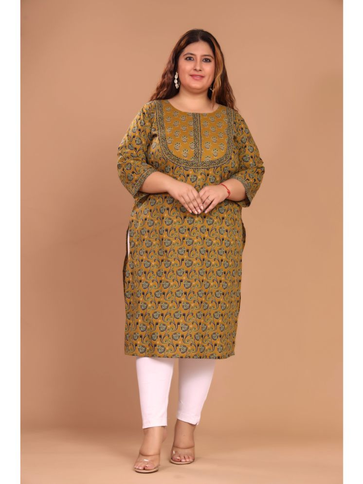     			Swasti Pack of 1 Cotton Printed Straight Women's Kurti - ( Yellow )