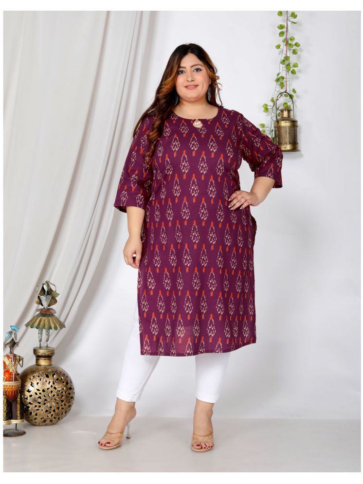     			Swasti Pack of 1 Cotton Printed Straight Women's Kurti - ( Purple )