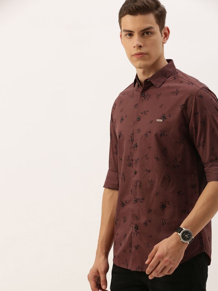     			The Indian Garage Co Men Rust Brown & Black Slim Fit Printed Casual Shirt