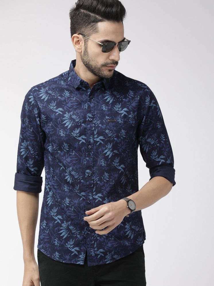     			The Indian Garage Co Men Navy Blue Slim Fit Printed Casual Shirt