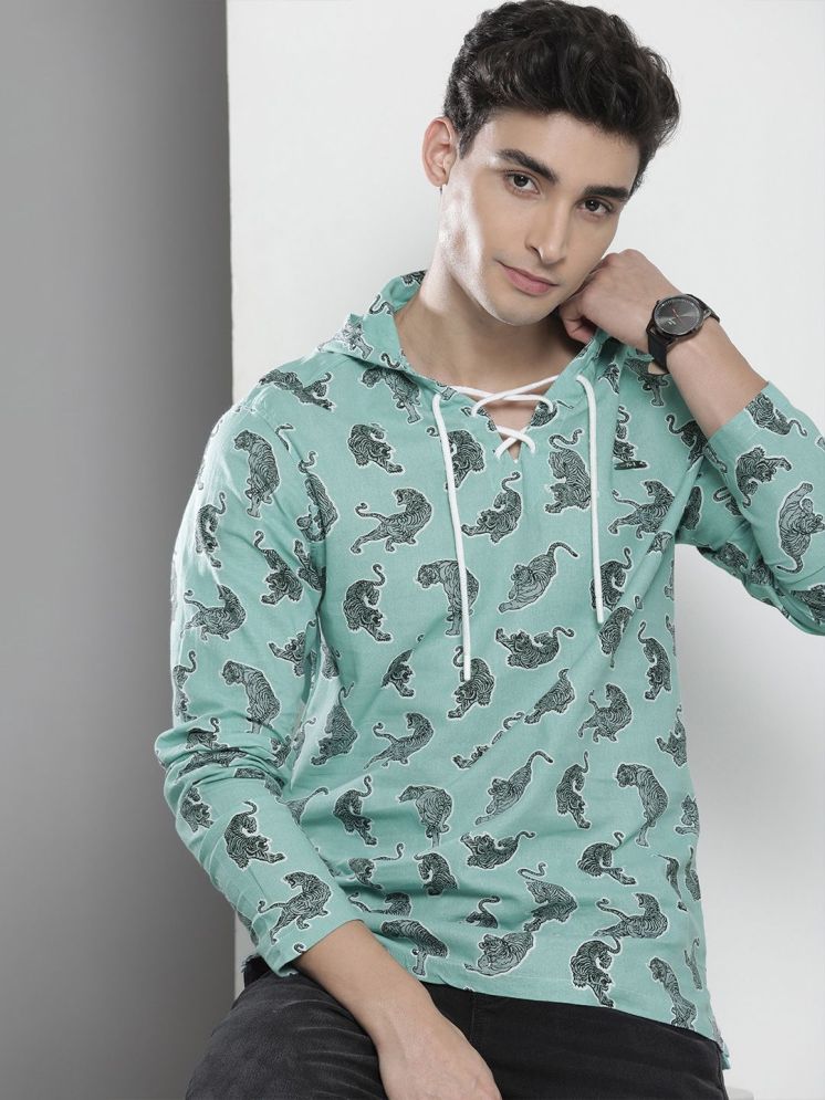     			The Indian Garage Co Men Sea Green Printed T-shirt