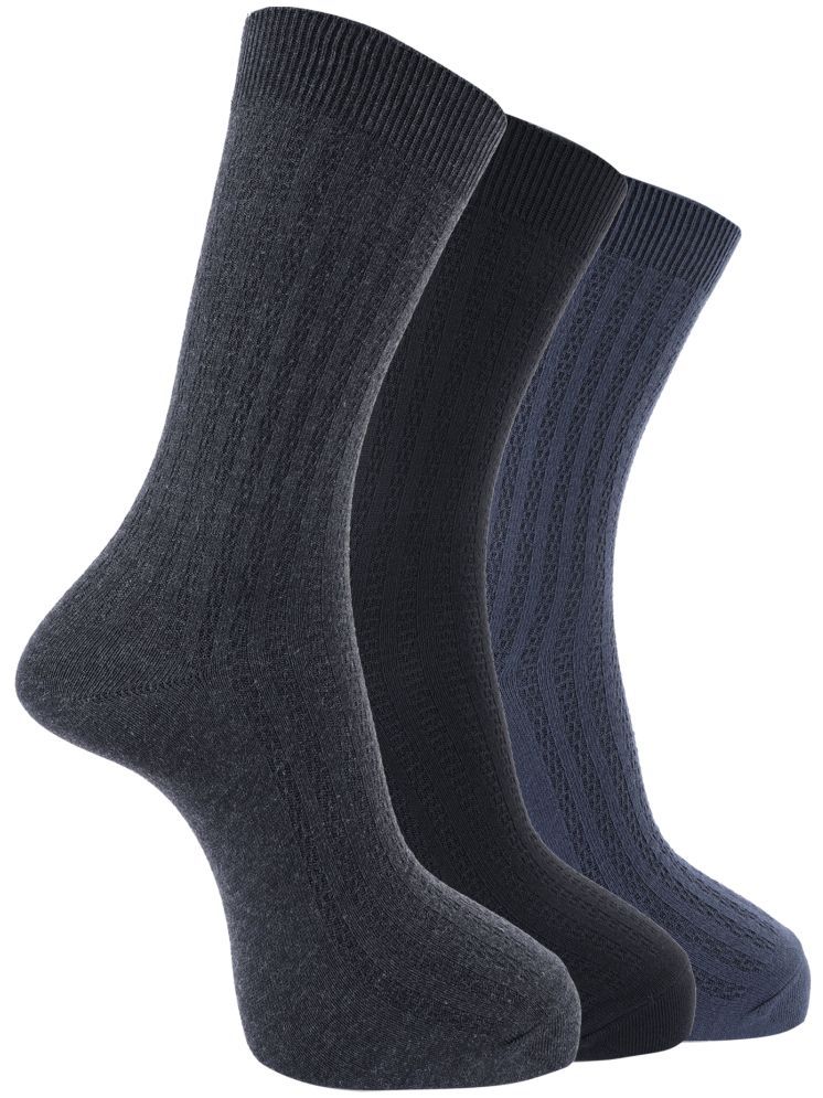     			Dollar Pack of 3 Men's Cotton Blend Full Length Socks ( Multicolor )