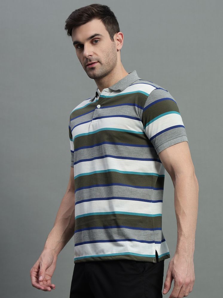     			GET GOLF Pack of 1 Cotton Blend Regular Fit Striped Half Sleeves Men's Polo T Shirt ( Grey )