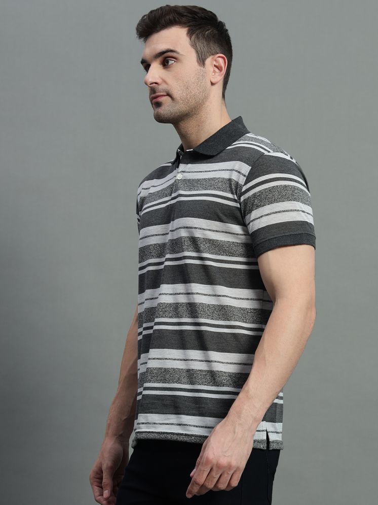     			GET GOLF Pack of 1 Cotton Blend Regular Fit Striped Half Sleeves Men's Polo T Shirt ( Grey )