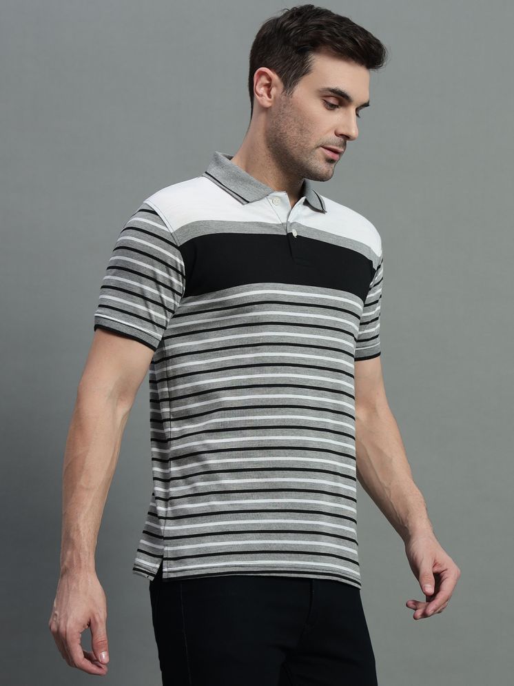     			GET GOLF Pack of 1 Cotton Blend Regular Fit Striped Half Sleeves Men's Polo T Shirt ( Grey )