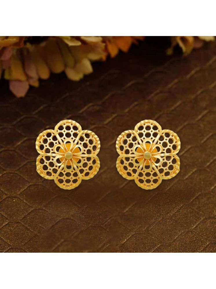     			LUV FASHION Golden Stud Earrings ( Pack of 1 )