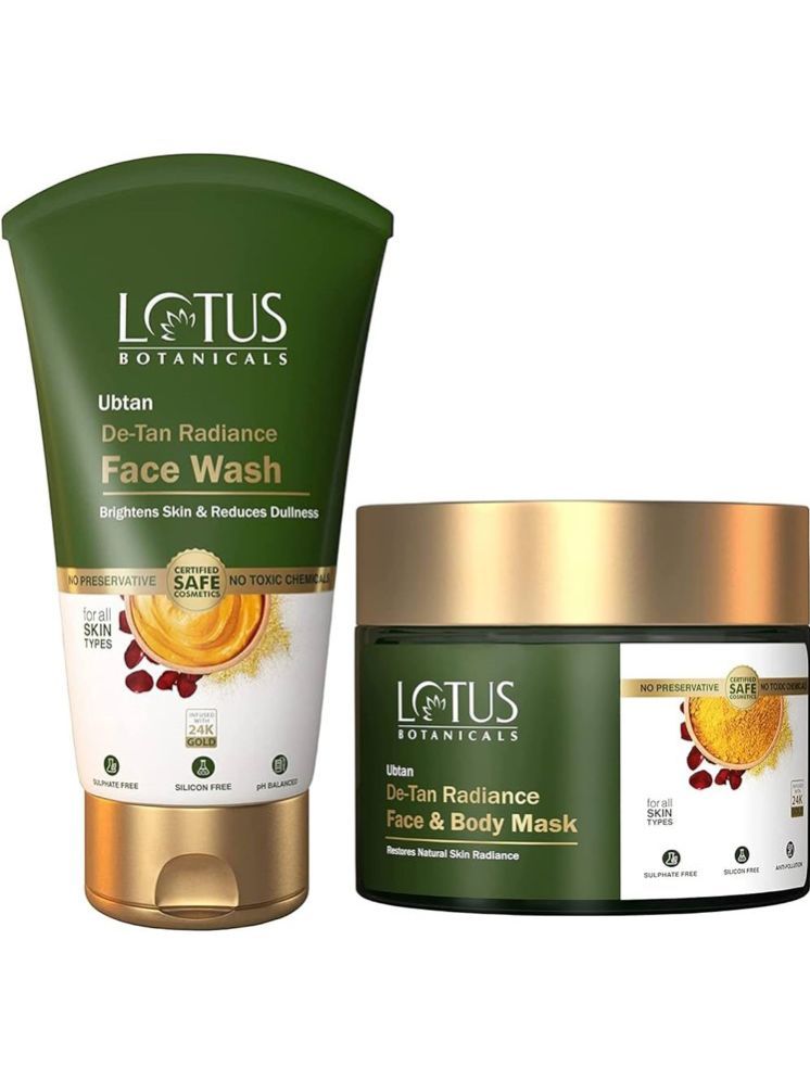     			Lotus Botanicals Ubtan De-Tan Face Wash 100g , Face And Body Mask 200g (Pack of 2)