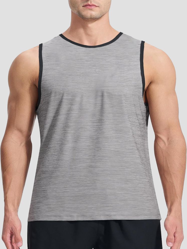     			NEVER LOSE Grey Polyester Slim Fit Men's Tanks ( Pack of 1 )