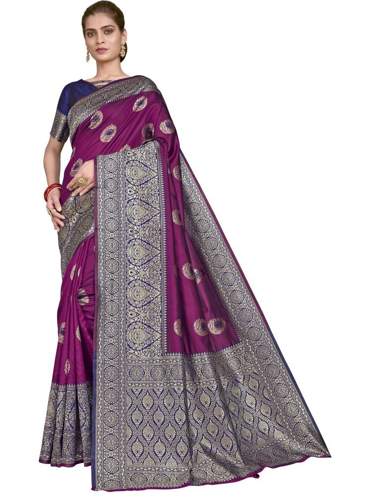     			Sariya Pack of 1 Jacquard Woven Saree With Blouse Piece ( Purple )