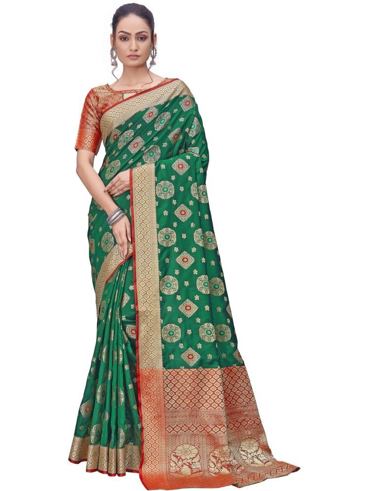     			Sariya Pack of 1 Jacquard Woven Saree With Blouse Piece ( LightGreen )