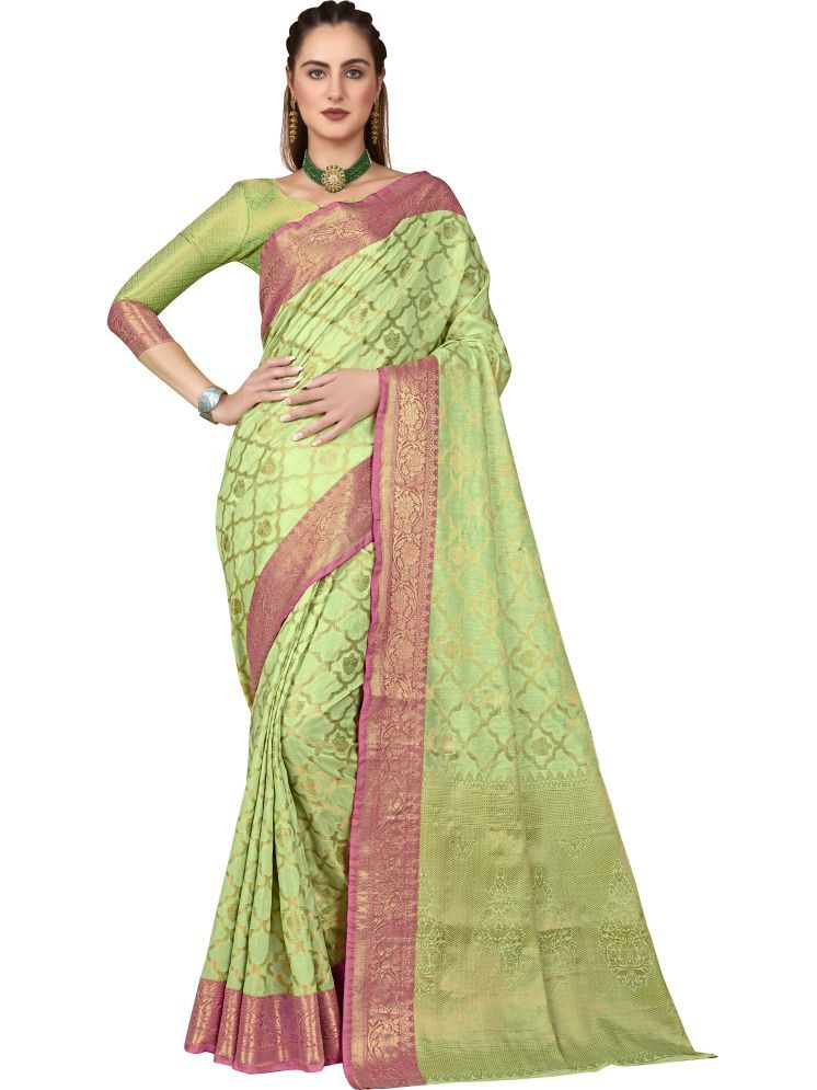     			Sariya Pack of 1 Jacquard Woven Saree With Blouse Piece ( LightGreen )