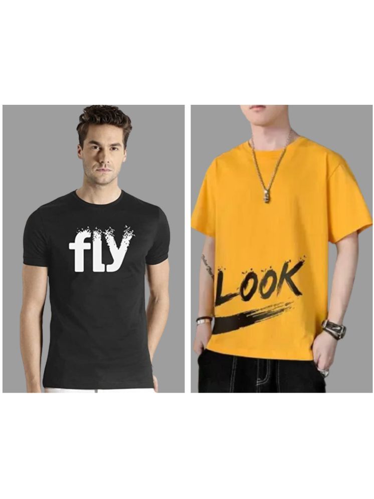     			attitude start of fashion Pack of 2 Polyester Regular Fit Men's T-Shirt ( Mustard )