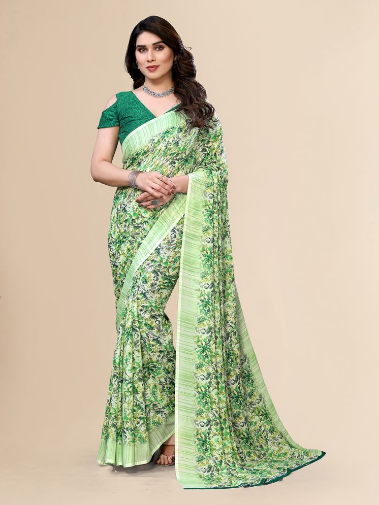     			ANAND SAREES Pack of 1 Georgette Printed Saree With Blouse Piece ( Green )