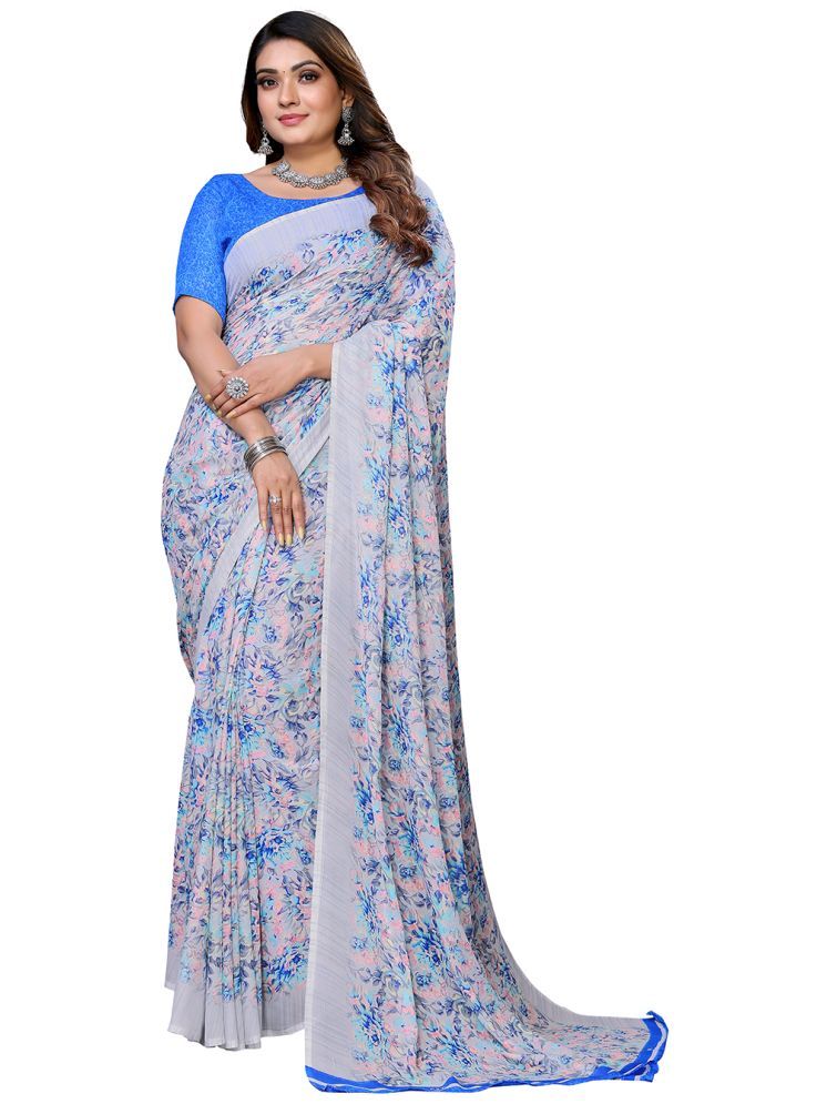     			ANAND SAREES Pack of 1 Georgette Printed Saree With Blouse Piece ( Blue )