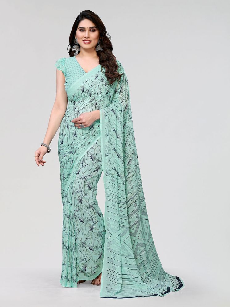     			ANAND SAREES Pack of 1 Georgette Printed Saree With Blouse Piece ( Light Green )