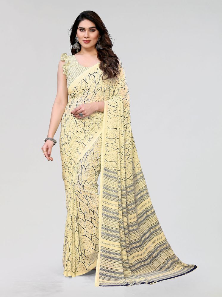     			ANAND SAREES Pack of 1 Georgette Printed Saree With Blouse Piece ( Cream )