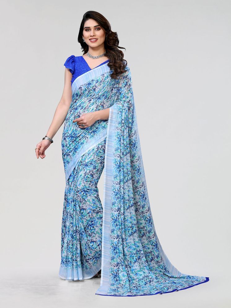     			ANAND SAREES Pack of 1 Georgette Printed Saree With Blouse Piece ( Blue )