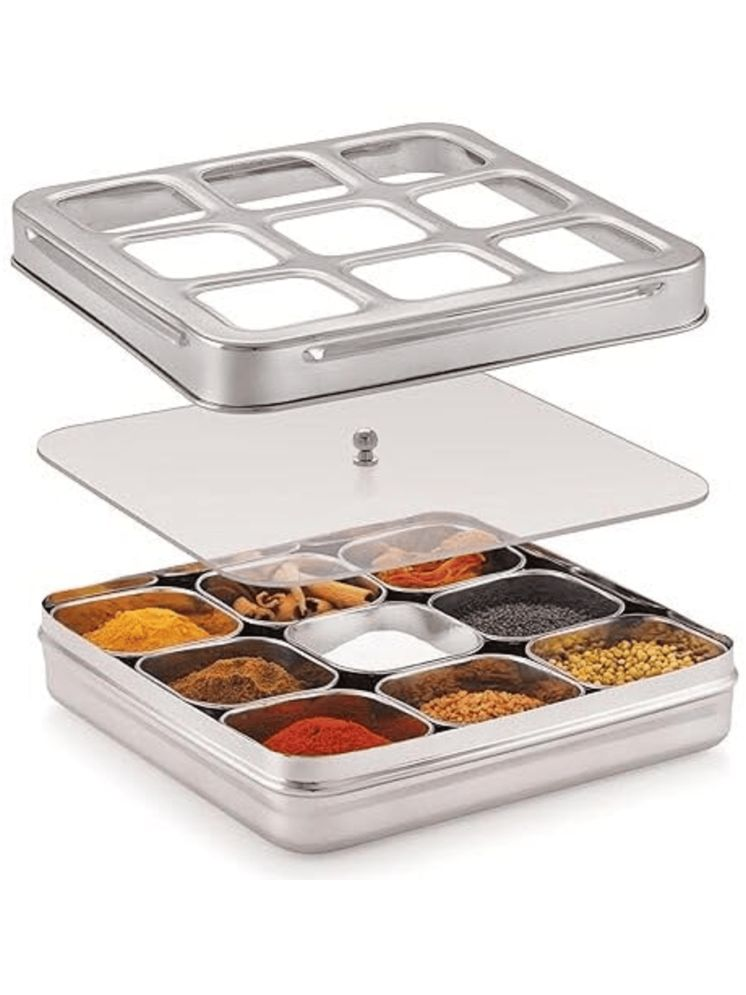     			ATROCK 9 In 1 Masala Box Steel Silver Food Container ( Set of 1 )