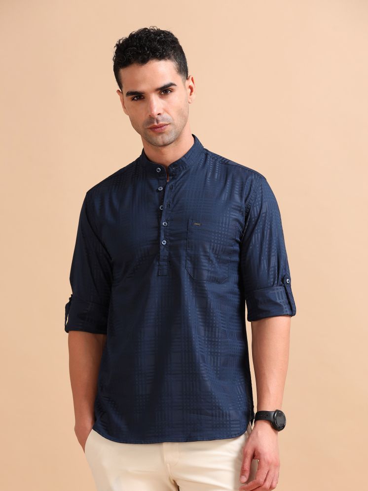     			Cool Colors 100% Cotton Slim Fit Checks Full Sleeves Men's Casual Shirt - Navy ( Pack of 1 )