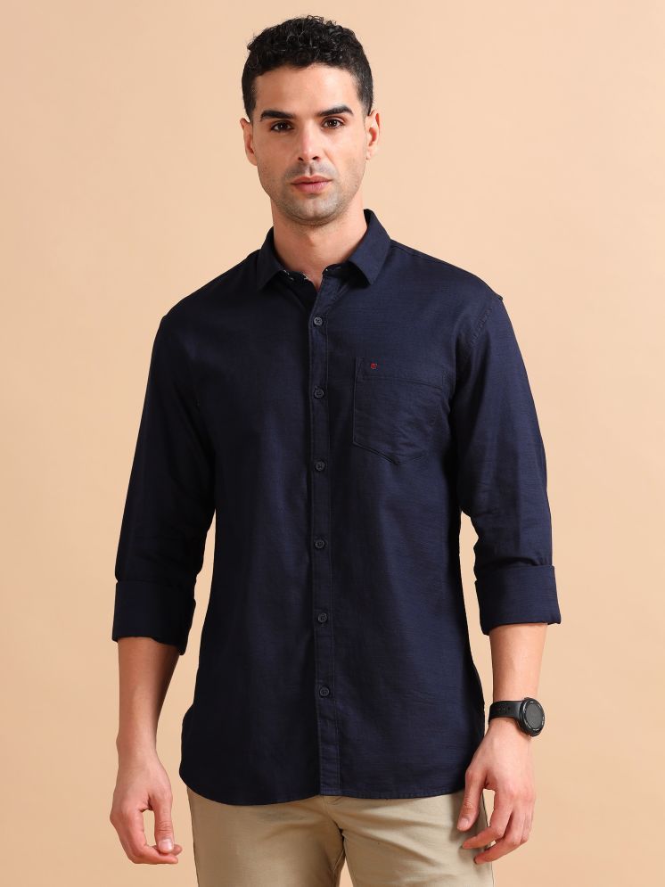     			Cool Colors 100% Cotton Slim Fit Solids Full Sleeves Men's Casual Shirt - Navy ( Pack of 1 )