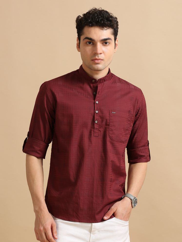     			Cool Colors 100% Cotton Slim Fit Checks Full Sleeves Men's Casual Shirt - Maroon ( Pack of 1 )