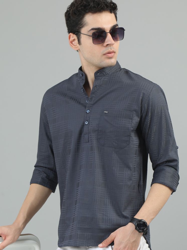     			Cool Colors 100% Cotton Slim Fit Checks Full Sleeves Men's Casual Shirt - Dark Grey ( Pack of 1 )