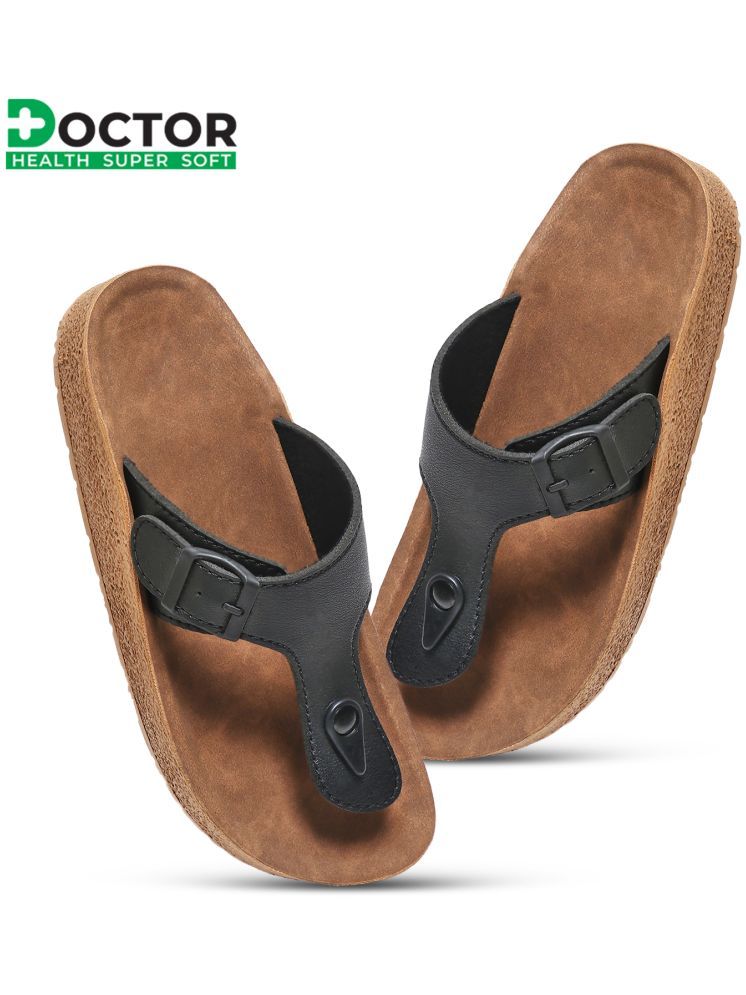     			Doctor Health Super Soft Black Men's Leather Slipper