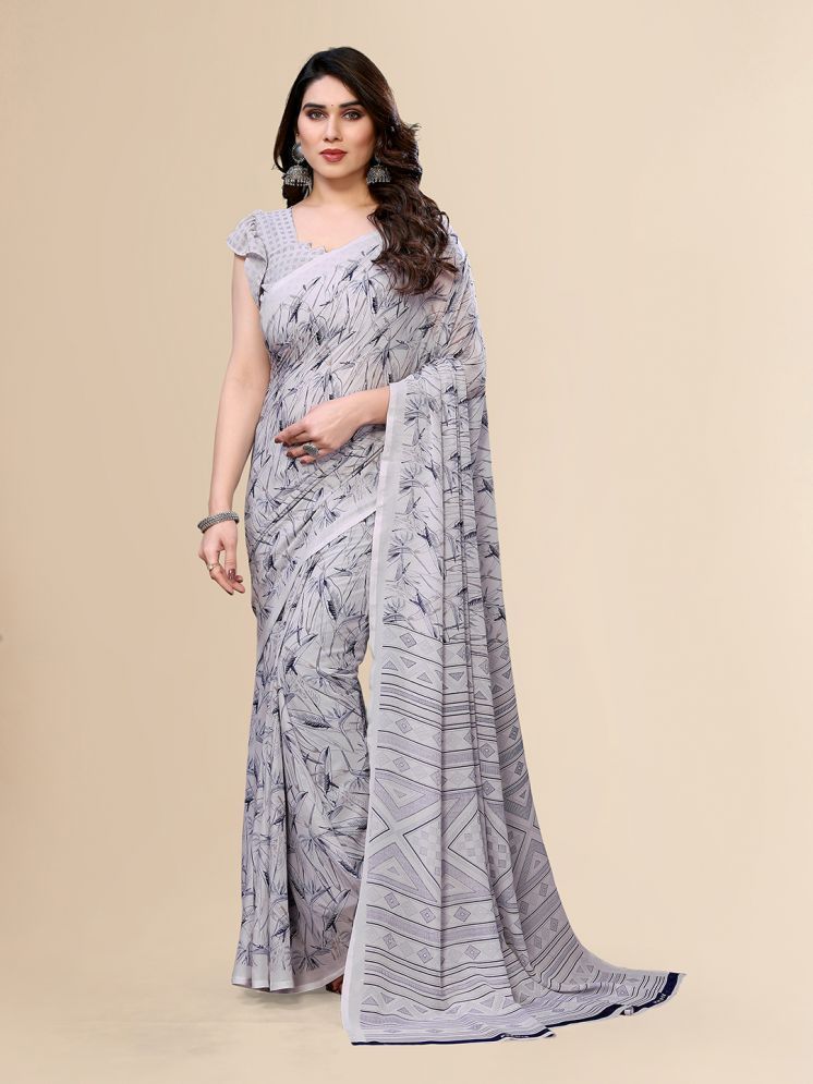     			Kashvi Sarees Pack of 1 Georgette Printed Saree With Blouse Piece ( Grey )