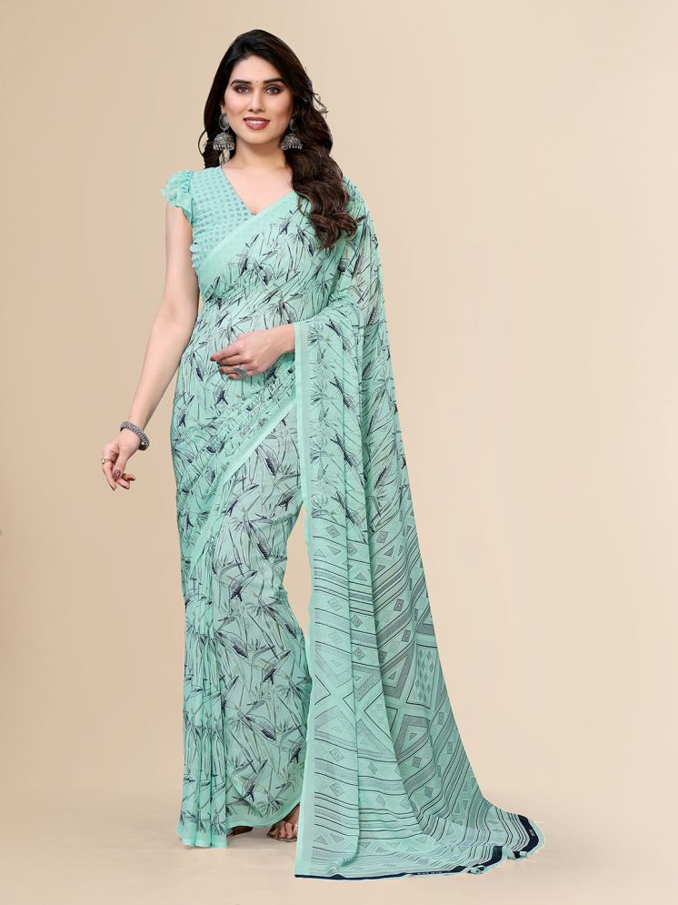     			Kashvi Sarees Pack of 1 Georgette Printed Saree With Blouse Piece ( Light Green )