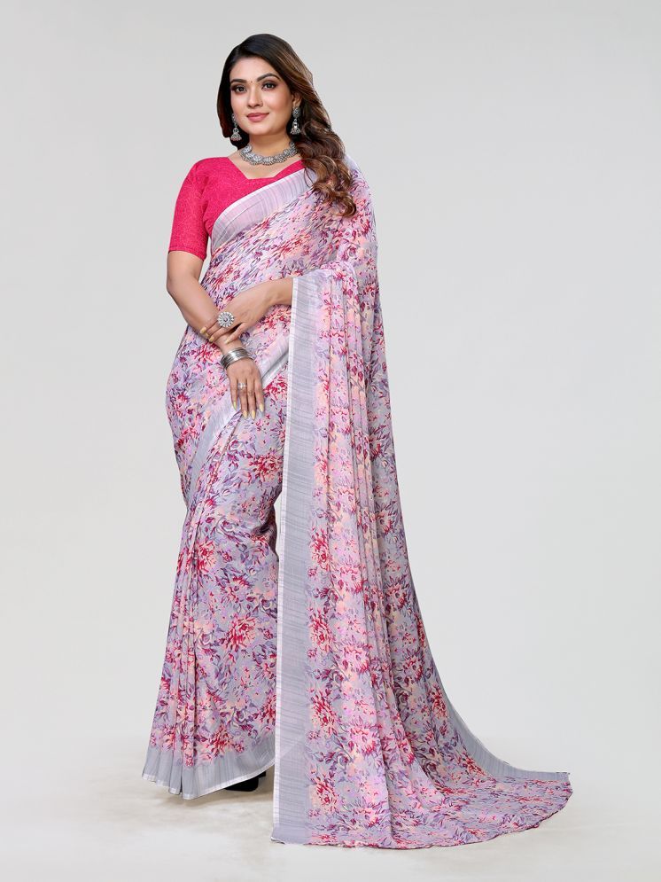     			Kashvi Sarees Pack of 1 Georgette Printed Saree With Blouse Piece ( Pink )