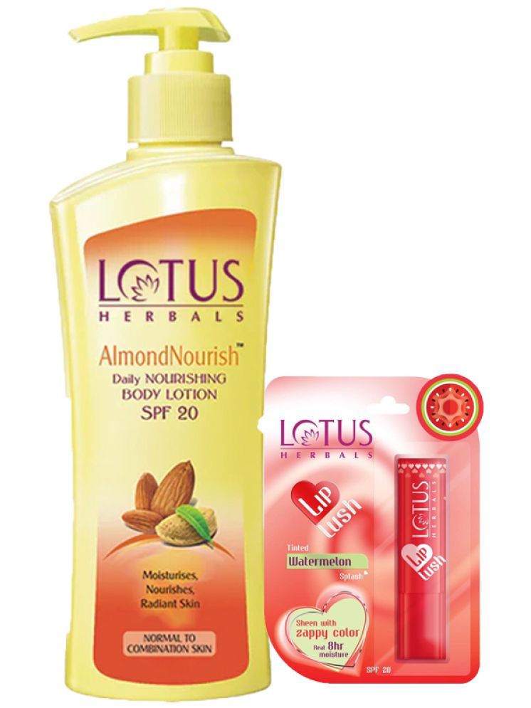     			Lotus Herbals Winter Kit Almondnourish Body Lotion 250ml , Lip Balm-Watermelon Splash 3.5g (Pack of 2)