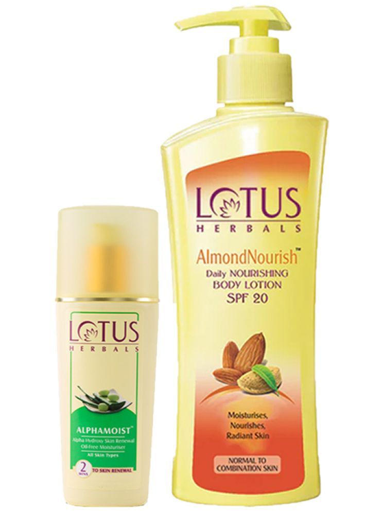     			Lotus Herbals Winter Kit Almondnourish Daily Nourishing Body Lotion 250ml ,Alphamoist 80ml (Pack of 2)