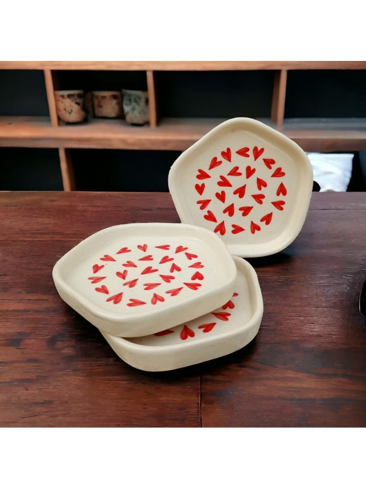     			Malaikah 3 Pcs Ceramic White Platter