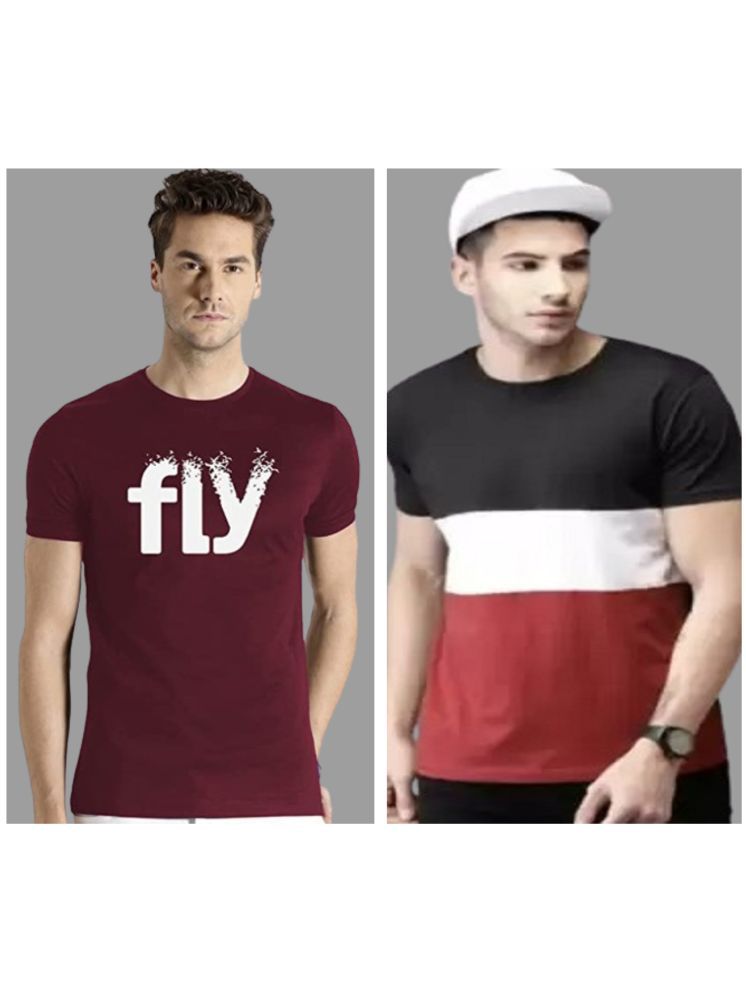     			attitude start of fashion Pack of 2 Polyester Regular Fit Men's T-Shirt ( Maroon )