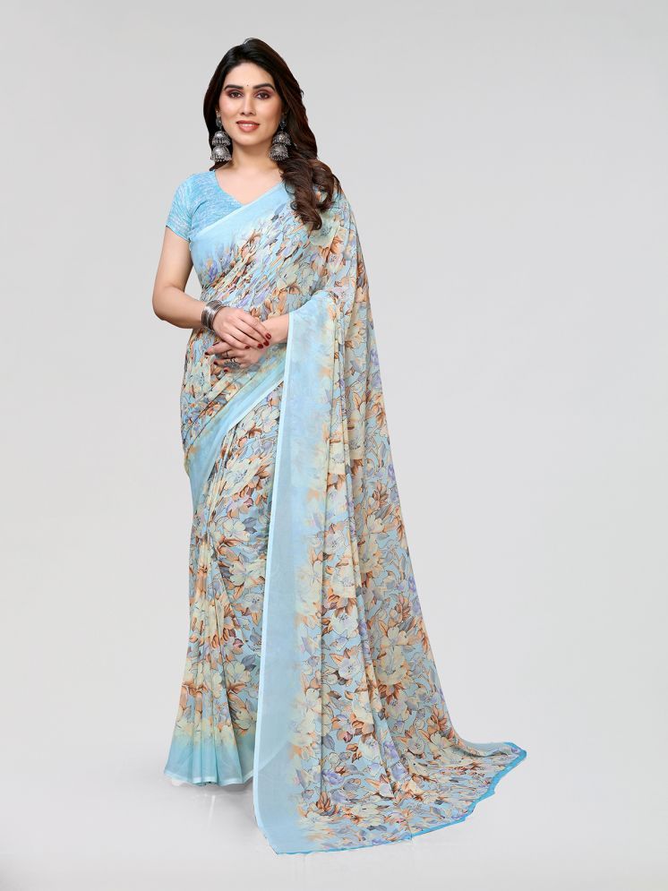     			ANAND SAREES Pack of 1 Georgette Printed Saree With Blouse Piece ( Blue )