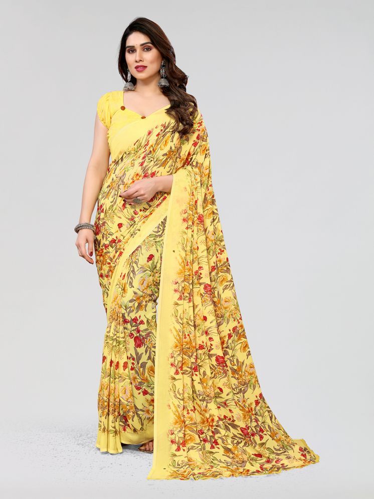     			ANAND SAREES Pack of 1 Georgette Printed Saree With Blouse Piece ( Yellow )