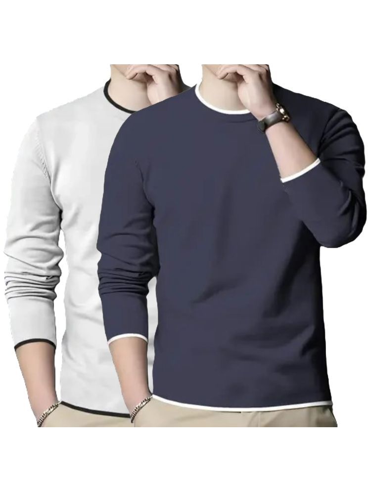     			Ayvina Cotton Blend Regular Fit Solid Full Sleeves Men's Round T-Shirt - Multicolor ( Pack of 2 )