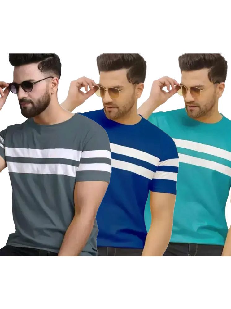     			Ayvina Cotton Blend Regular Fit Striped Half Sleeves Men's Round T-Shirt - Multicolor1 ( Pack of 3 )